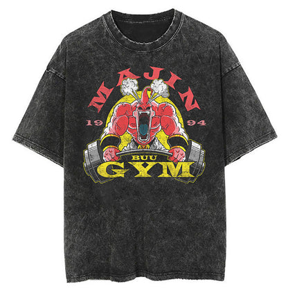 Washed Black Dragon Ball Anime T-shirt for Summer Fashion