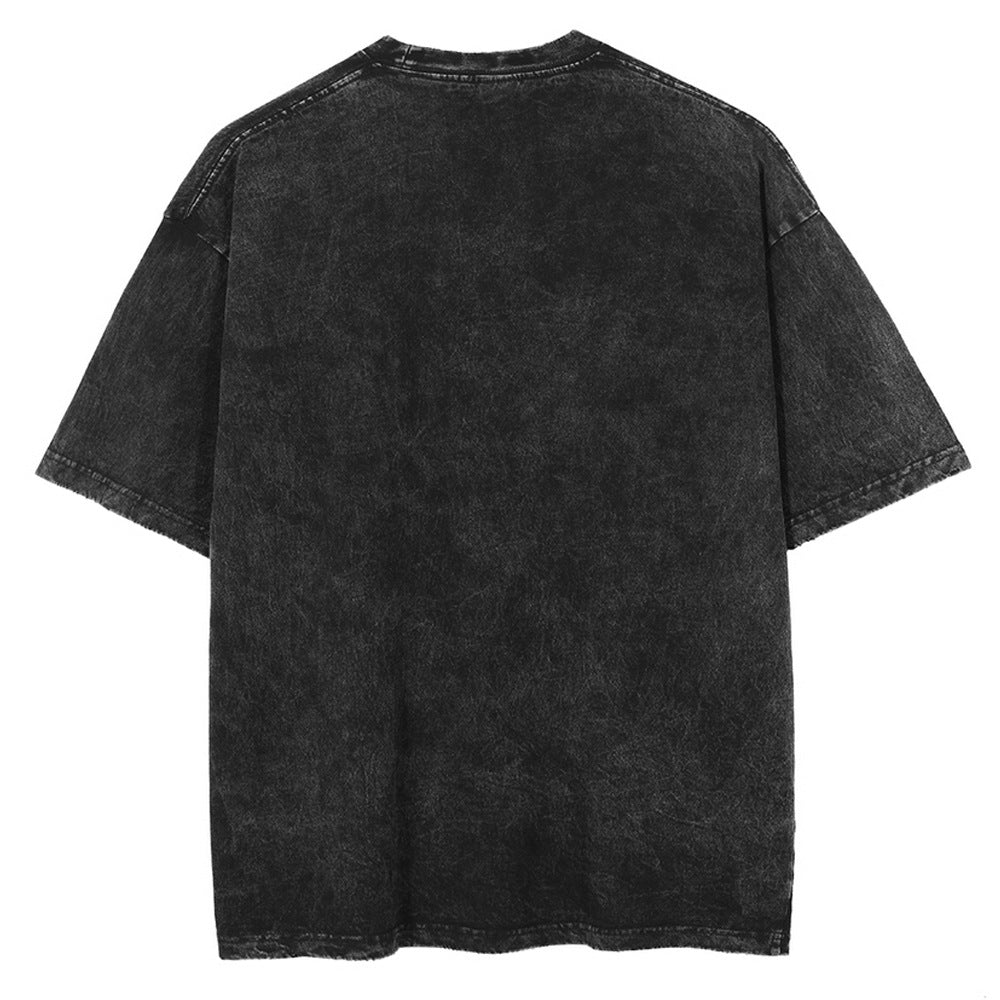 Washed Black Dragon Ball Anime T-shirt for Summer Fashion