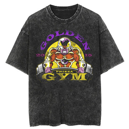 Washed Black Dragon Ball Anime T-shirt for Summer Fashion